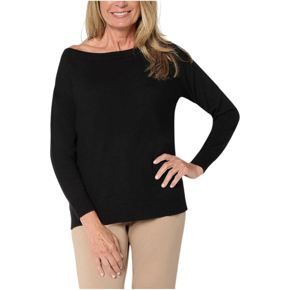 BEAUTIFUL by Lawrence Zarian Women's Off Shoulder Sweater Black - Regular